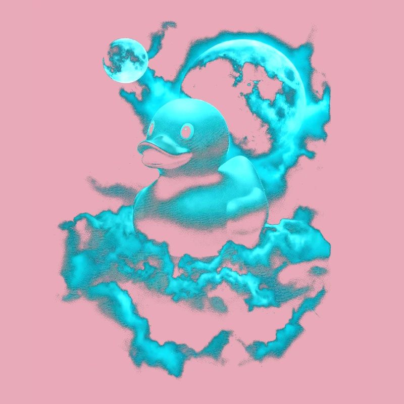 Neon room duck over blue cloud