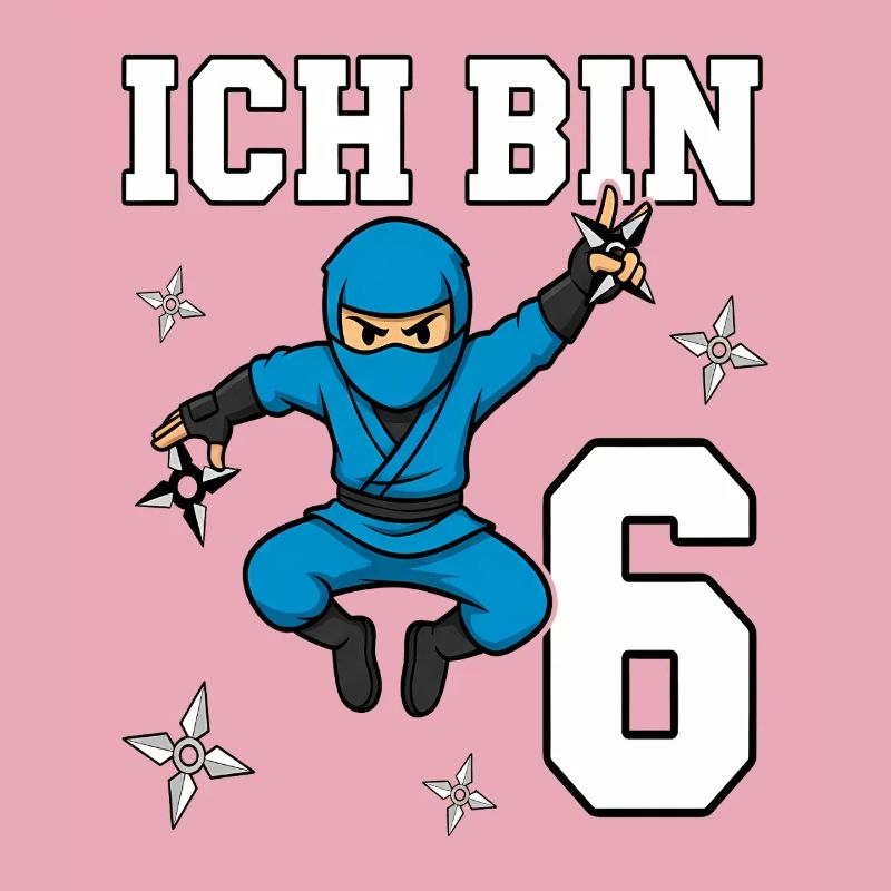 Ich bin 6 Ninja 6. Geburtstag blau Karate