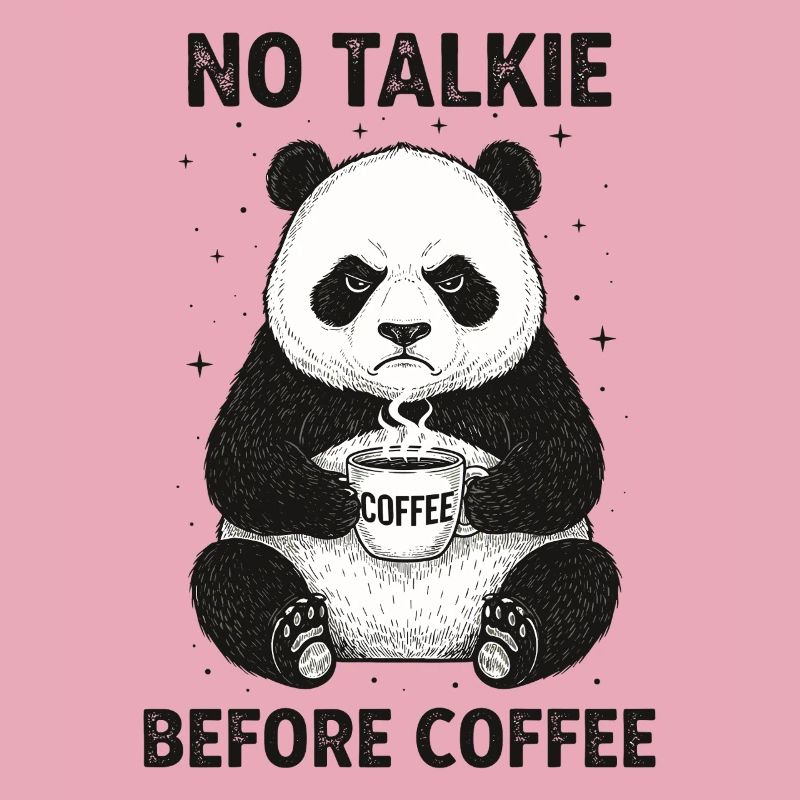 Pas de conversation devant un panda amateur de café