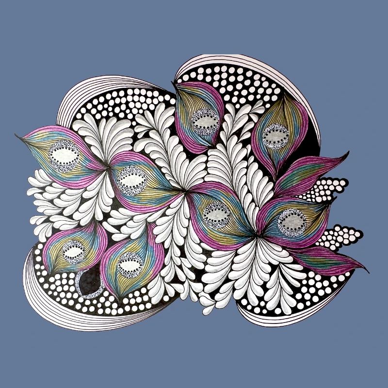 Peacock Feather Doodle Pattern