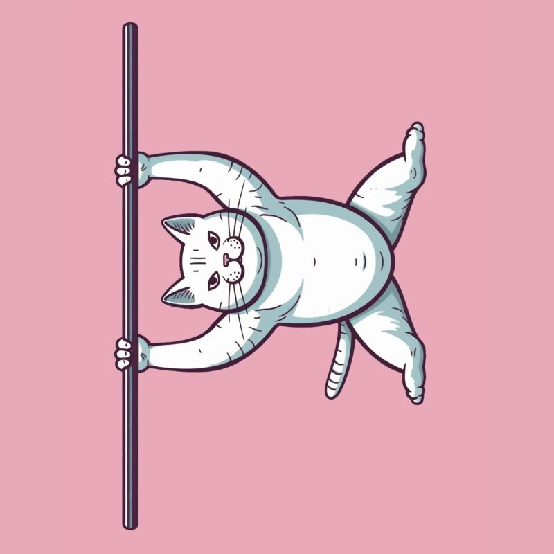 Weiße Comic Katze im Iron X