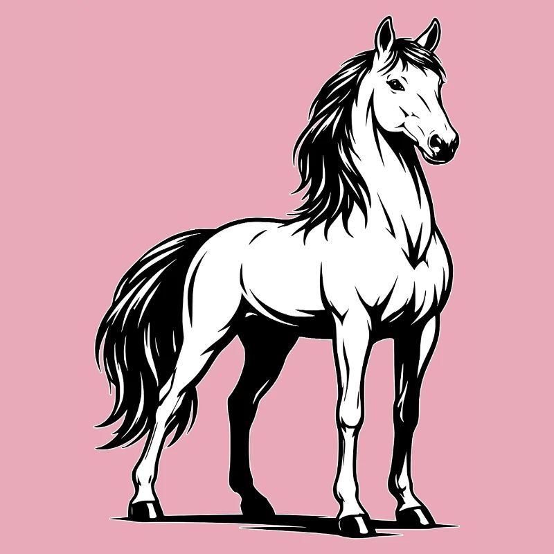 Pferd_stehend_Schwarz-Weiß
