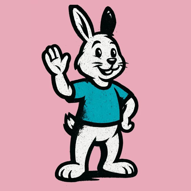 Winkernder Hase im Blau