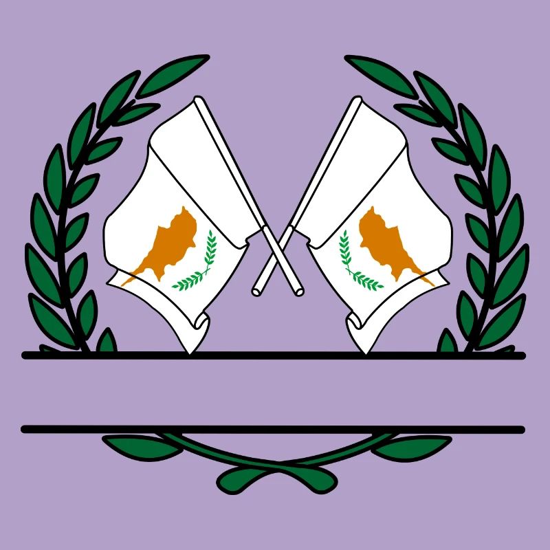 Drapeaux chypriote couronne de laurier bannière