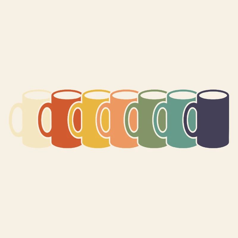 Rangée des tasses arc-en-ciel
