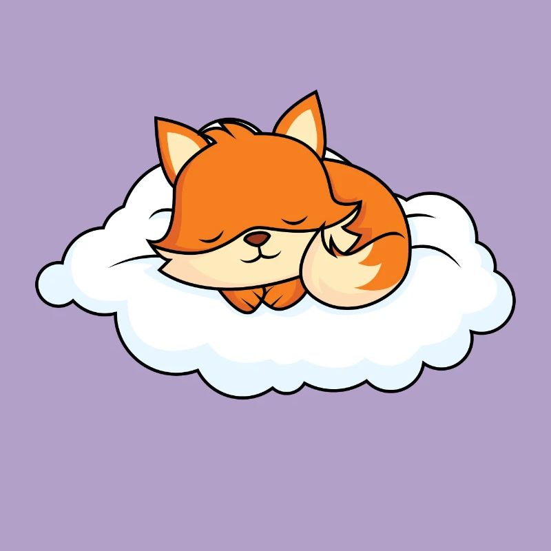 Little fox sleeping on cloud