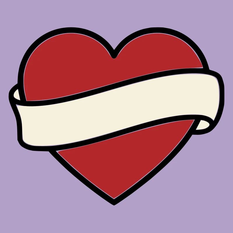 Tattoo Heart Banner Scroll Vector
