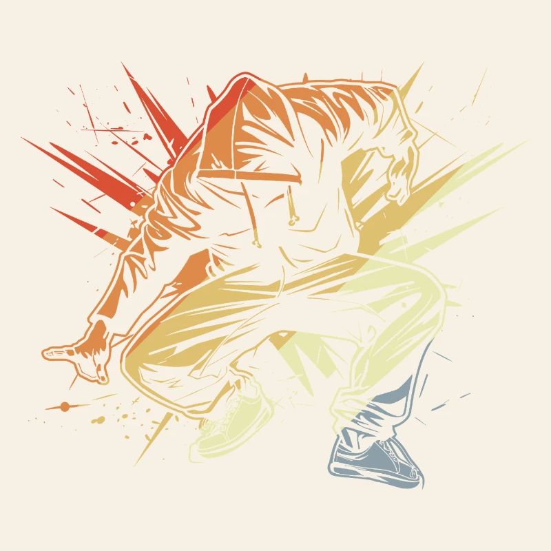 Breakdancer dessinant vintage
