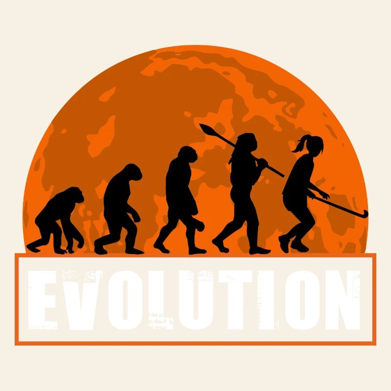 Field Hockey Evolution Silhouette Sunset