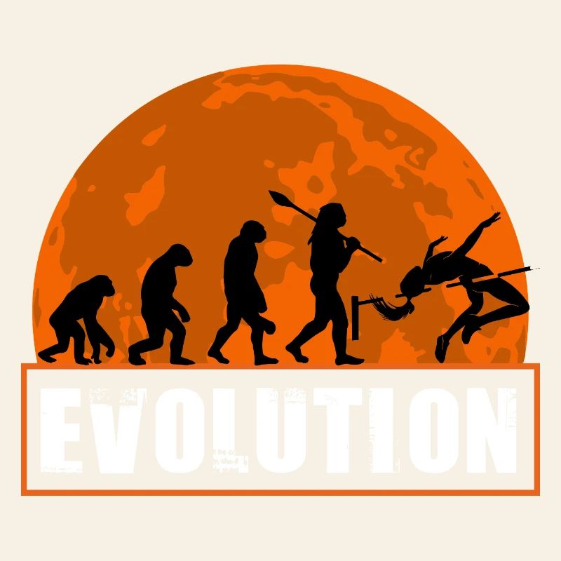 High Jumping Evolution Retro Athlete Silhouette