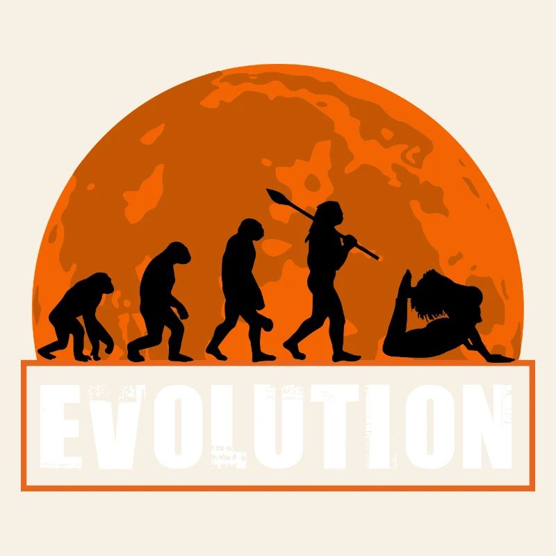 Yoga Evolution Silhouette Sunset Retro