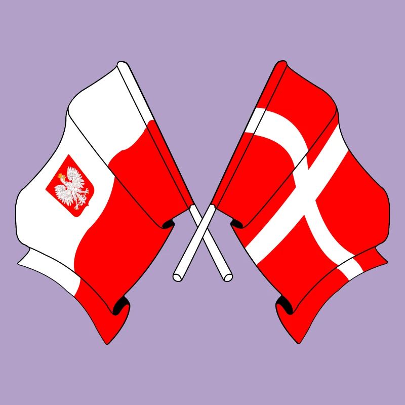 Drapeau de la Pologne et drapeau du Danemark