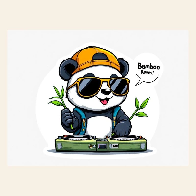 Panda DJ avec Bâtons de Bambou