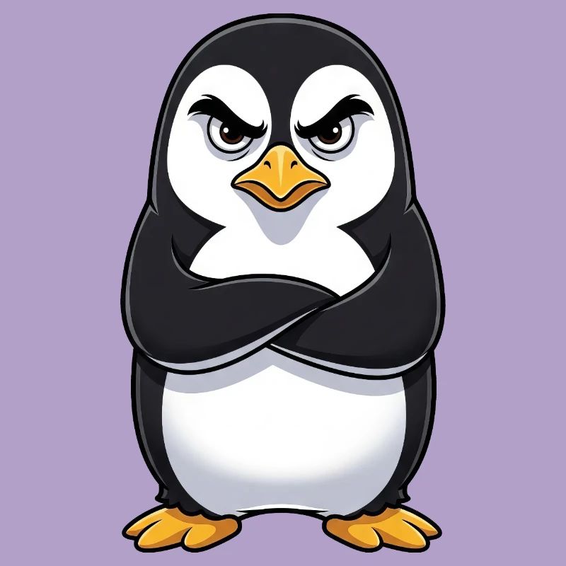 Grumpy Penguin Cartoon Sour Grumpy Annoyed