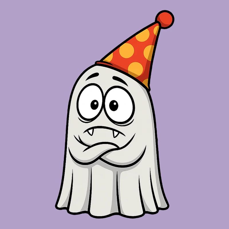Grumpy Ghost with Party Hat