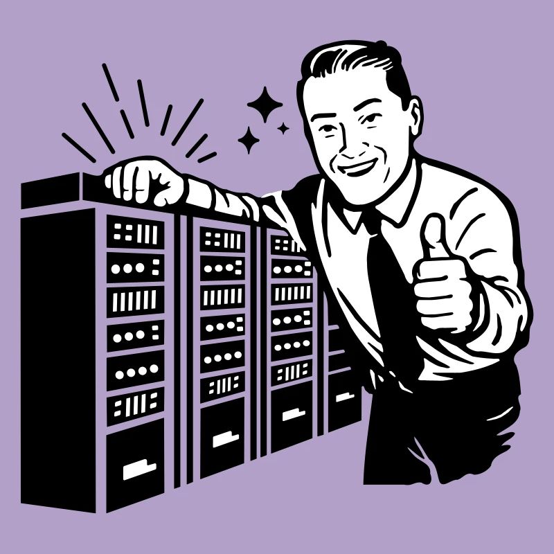 Retro IT-Admin lächelt – Vintage Tech Support