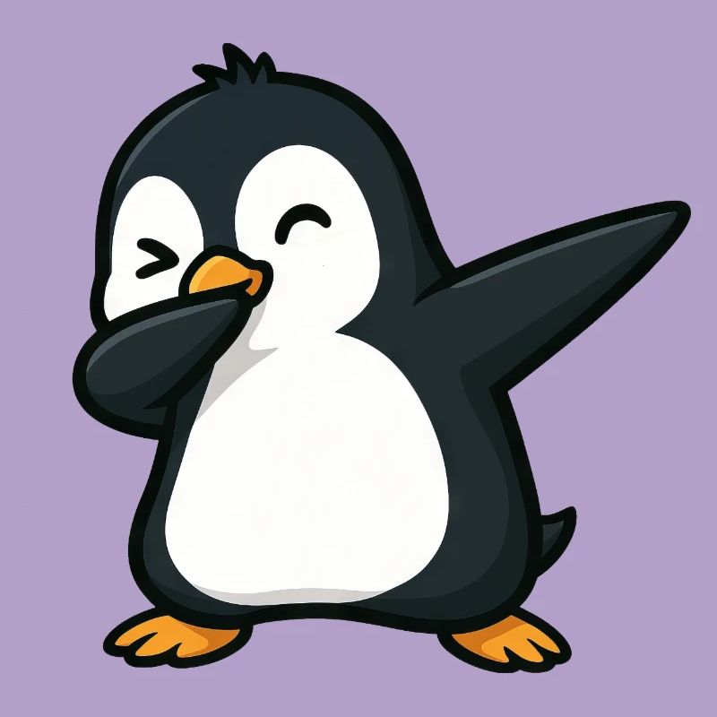 pingouin mignon dabbing cool dessin animé clin d’œil