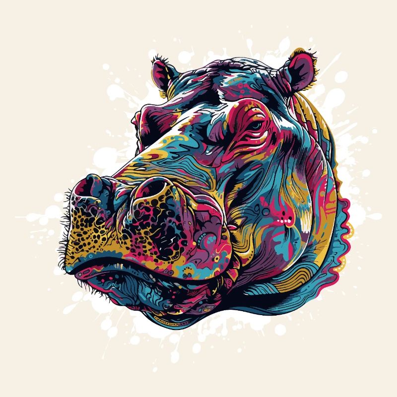 Bunter Hippo Farbspritzer