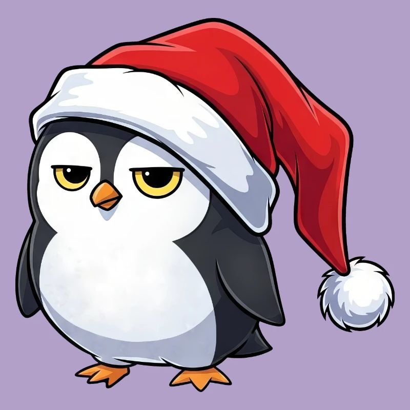 Cute grumpy penguin cartoon Christmas funny