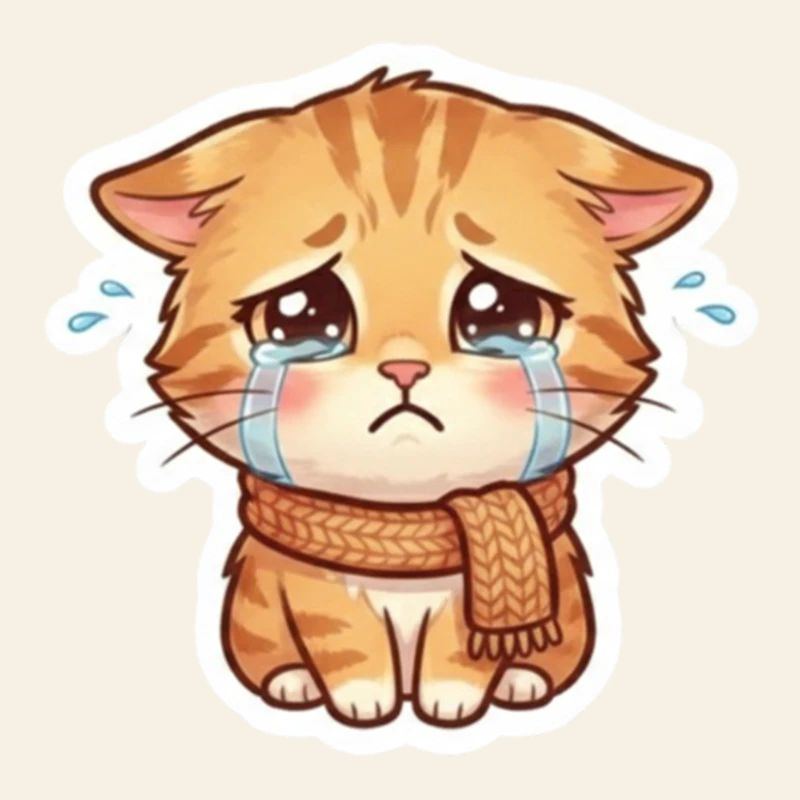 Crying Kitten with Scarf