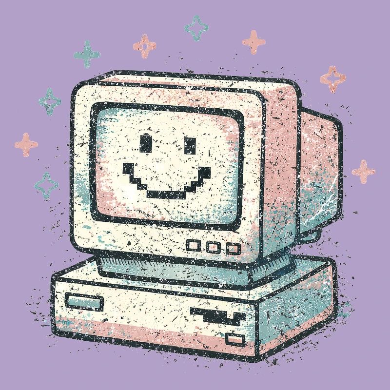 Süßer Retro-Computer Vintage 80s Tech Style