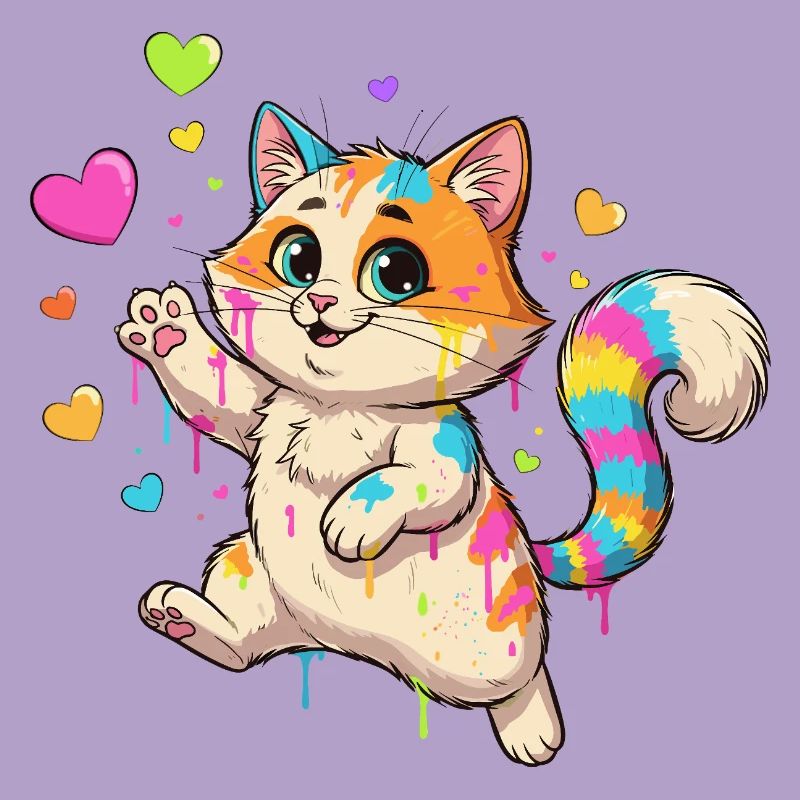Bunte Farbklecks Katze