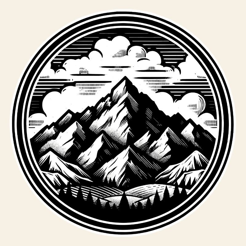 High mountains in the background, surrounded by clouds