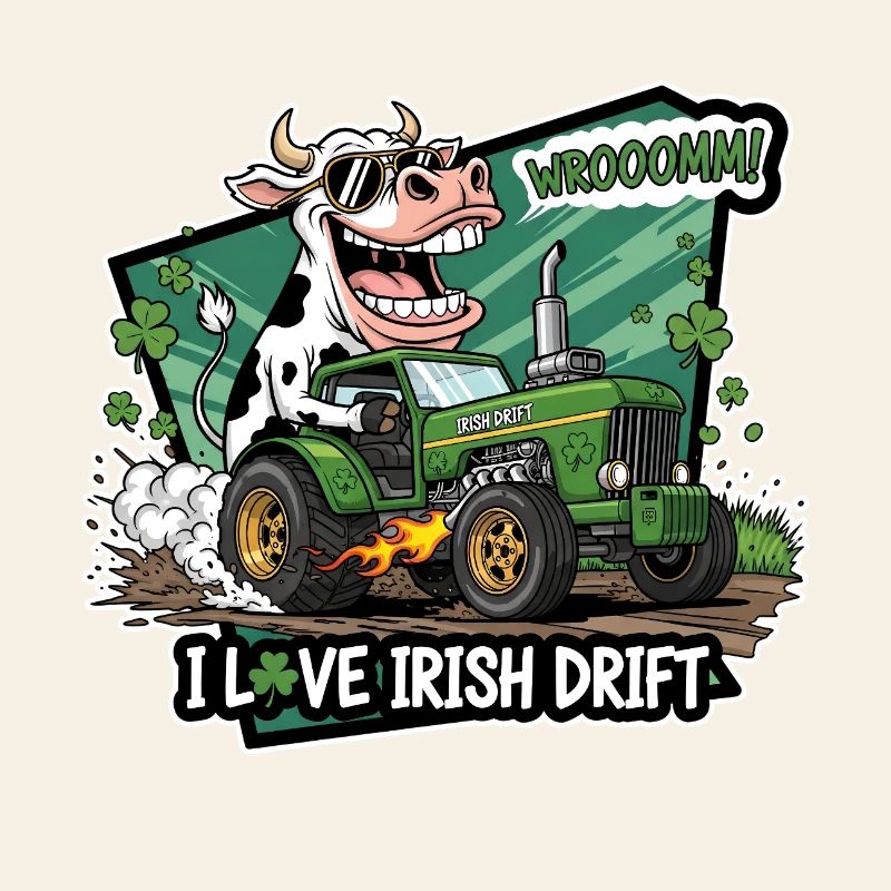 Irish Drift Cow with Green Tractor