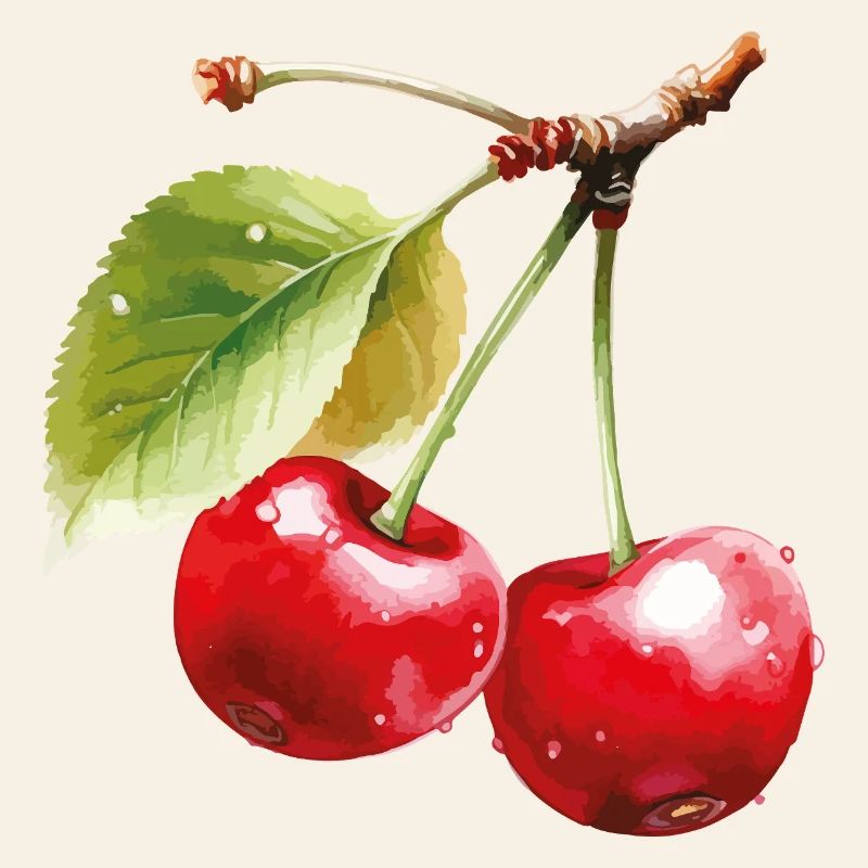 Cherries on leaves
