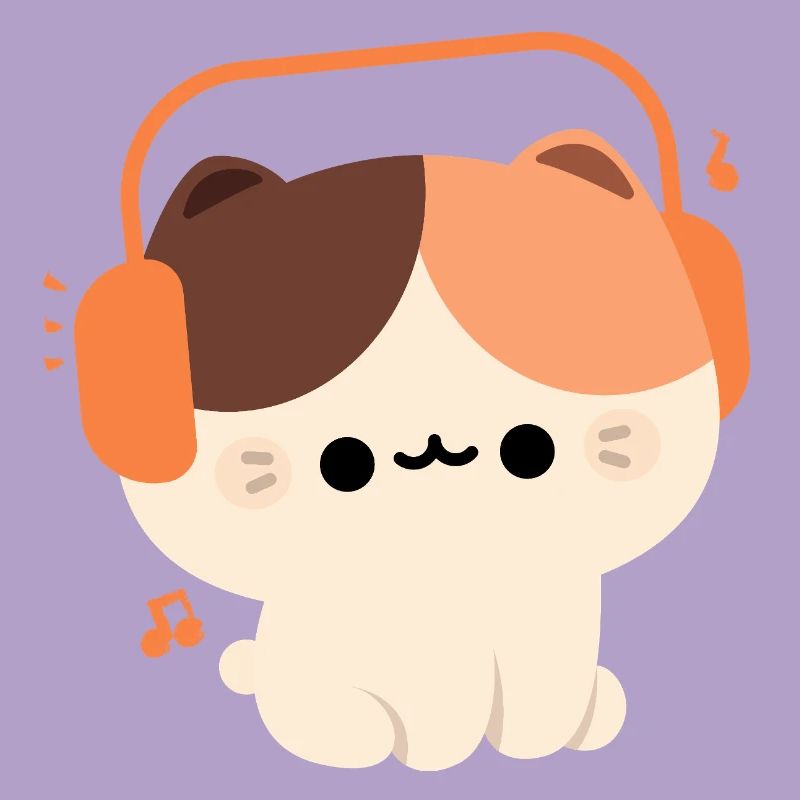 Kawaii Katze mit Kopfhörer Design