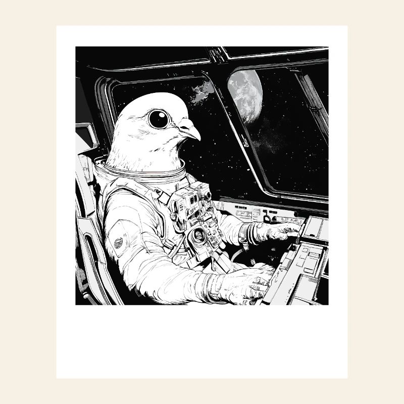 Pigeon de l’espace dans le cosmos des astronautes