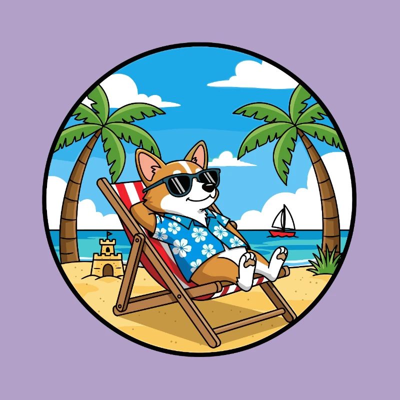 Cool Corgi Beach Vacation Summer Vibes