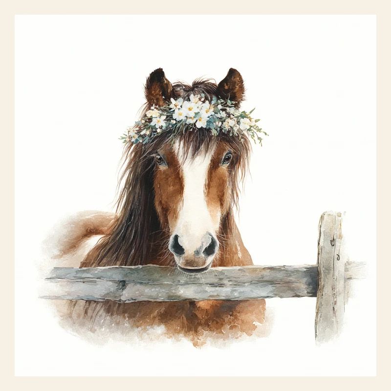 Blütengekrontes Pferd