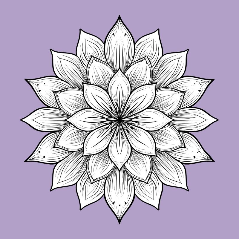 Blumenmandala mit feinen Blütenblättern, Ruhe und Harmonie