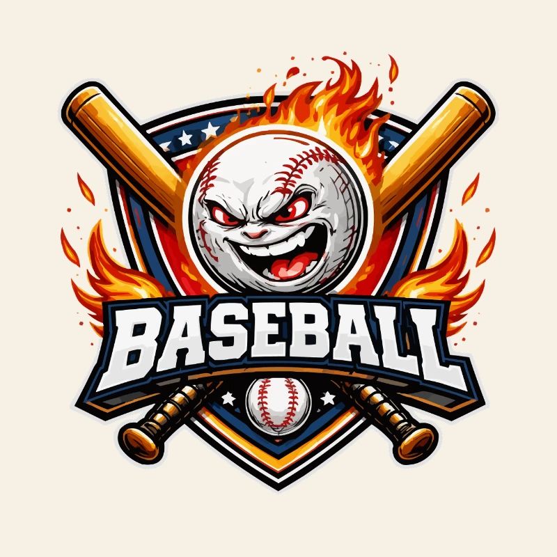 Flammendes Baseball-Maskottchen