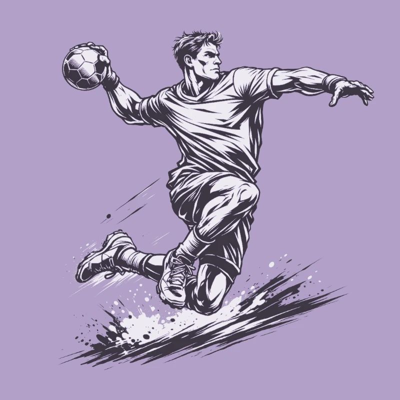 Dynamic handball player in comic style