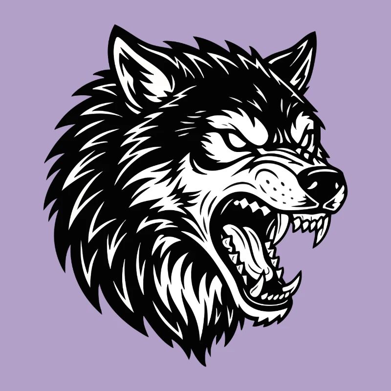 Wolf Black and White Wolf Alpha Mascot Logo