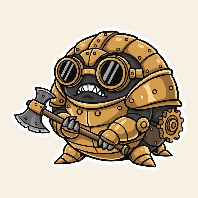 Sowbug Warrior Steampunk Axe Copper Armor