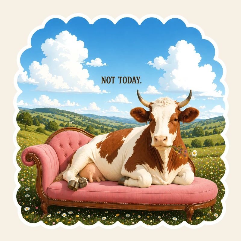 Not Today – Entspannte Kuh auf Sofa