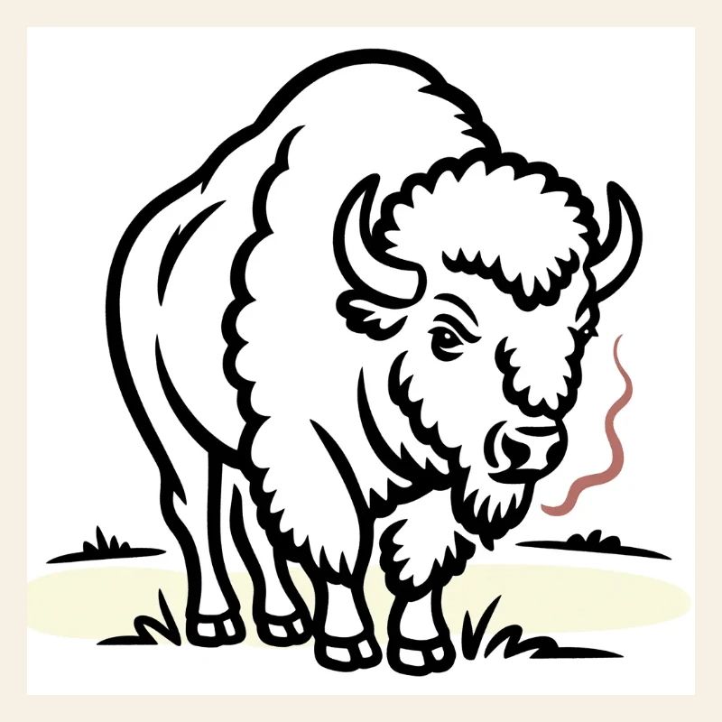 Bisons avec une cigarette dans le champ