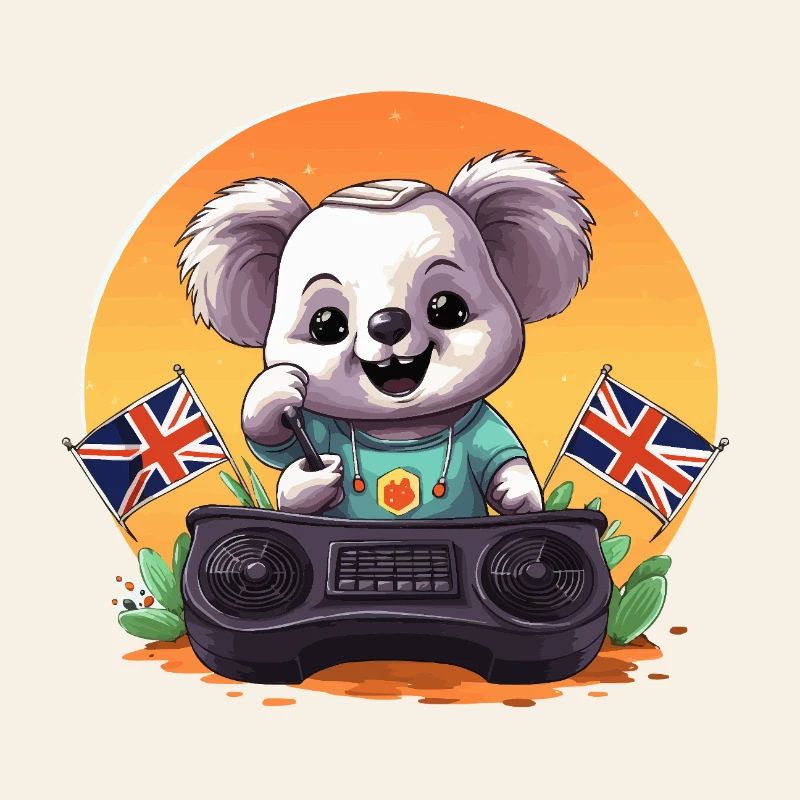 Koala DJ with UK flags