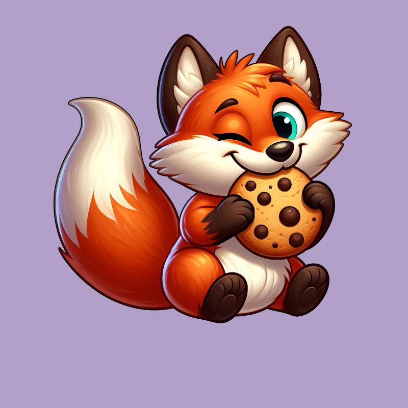 Cute red fox with biscuit