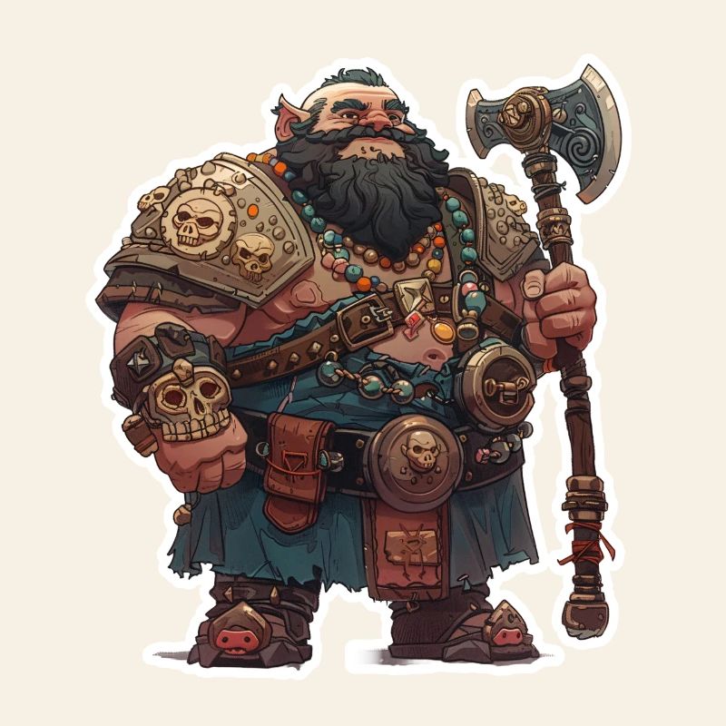 Fat dwarf warrior with a big axe