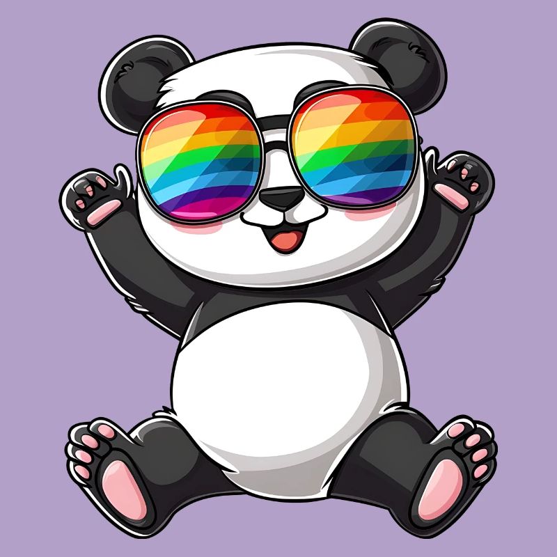 Panda Cartoon with a Pride Rainbow glasses.