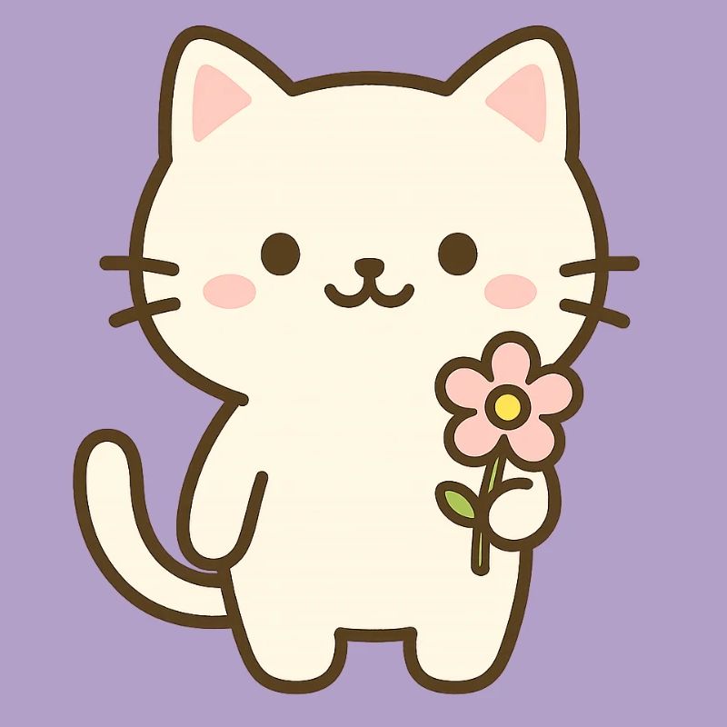 Chat mignon avec fleur