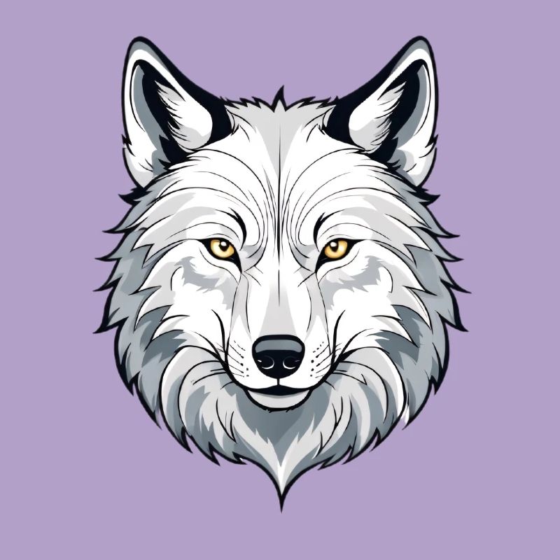 White wolf head illustration