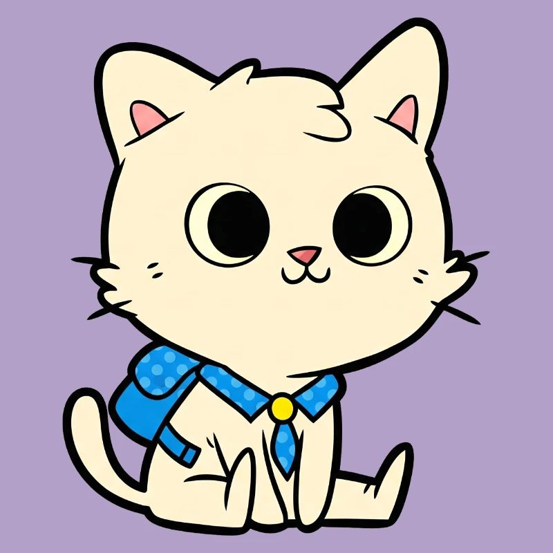 Conception de dessin animé de chat d’école mignon