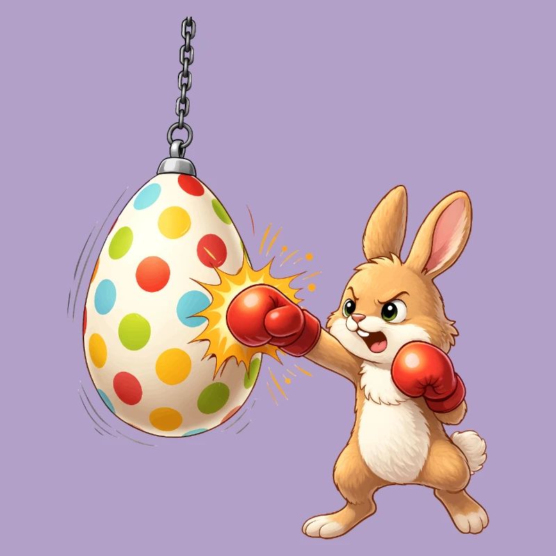 Boxing Easter Bunny with Easter Egg Punching Bag