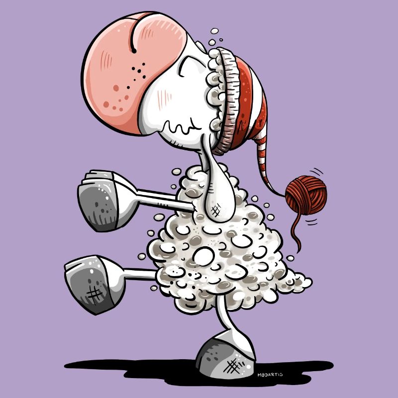 Sleepwalker sheep with sleeping cap