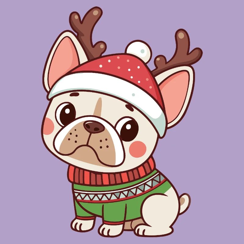 Chiot Noël Bonnet et Pull Vert